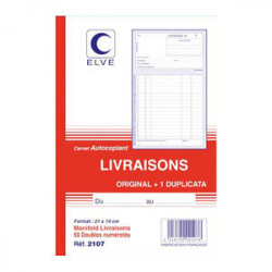 ELVE Carnet Livraisons - A5 - 50 dupli