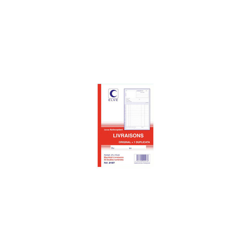 ELVE Carnet Livraisons - A5 - 50 dupli