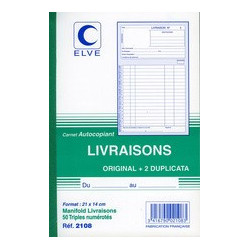 ELVE Carnet Livraisons - A5 - 50 tripli