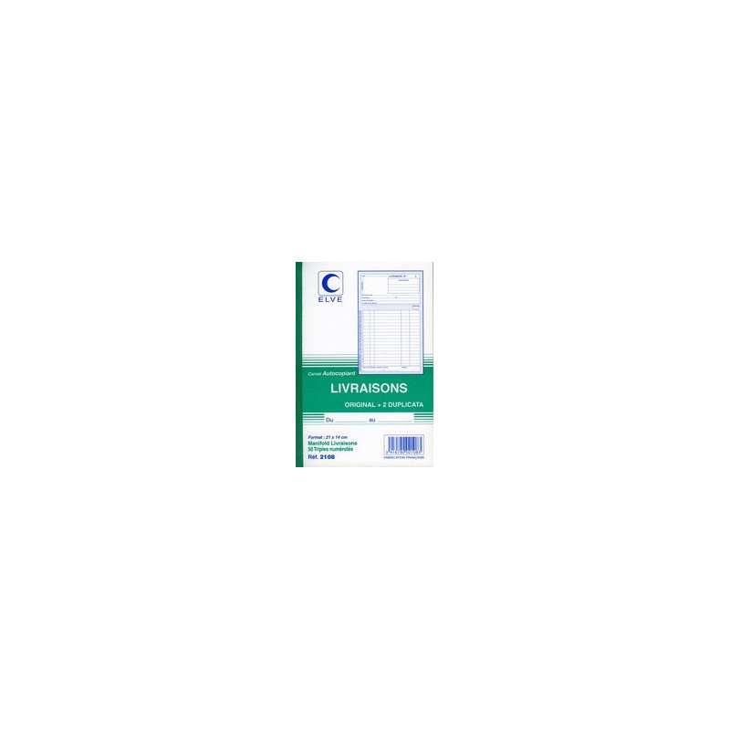 ELVE Carnet Livraisons - A5 - 50 tripli