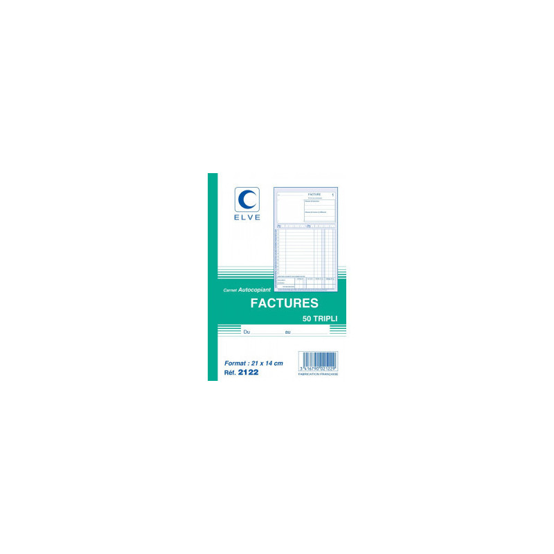 ELVE Carnet Factures - A5 - 50 tripli