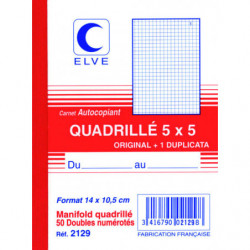 ELVE Carnet quadrillé 5x5 - A6 - 50 dupli