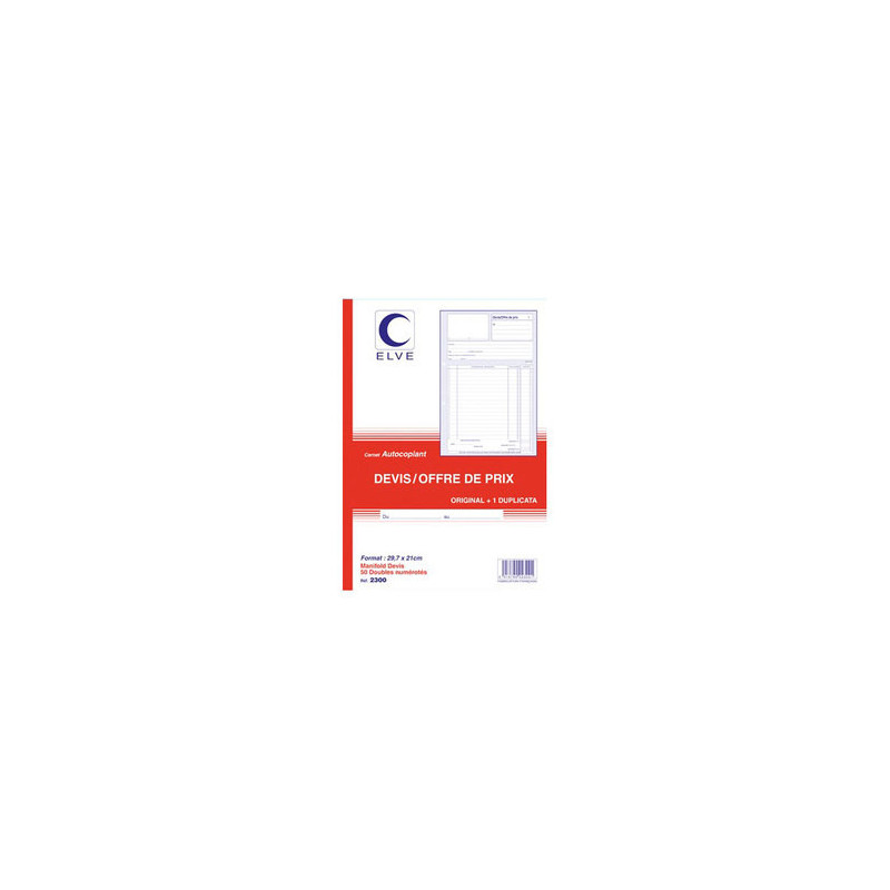 ELVE Carnet Devis - A4 - 50 dupli