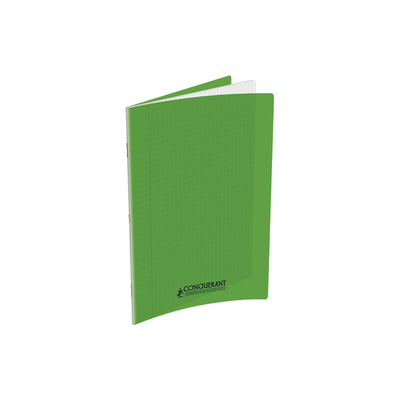 CONQUERANT C9 Cahier piqûre 24x32cm 140 pages 90g grands carreaux Seyès. Couverture polypropylène Vert