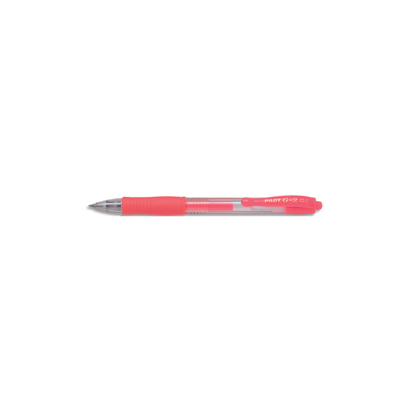 PILOT Stylo roller encre gel G-2. Pointe moyenne 07 RT. Couleur Rouge néon