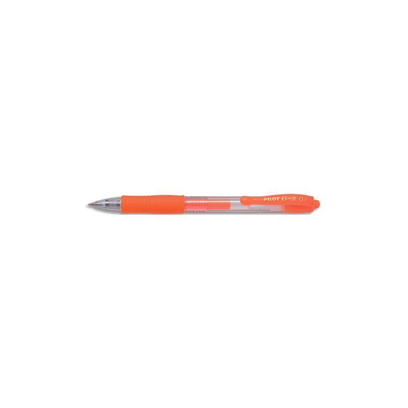 PILOT Stylo roller encre gel G-2. Pointe moyenne 07 RT. Couleur Orange néon