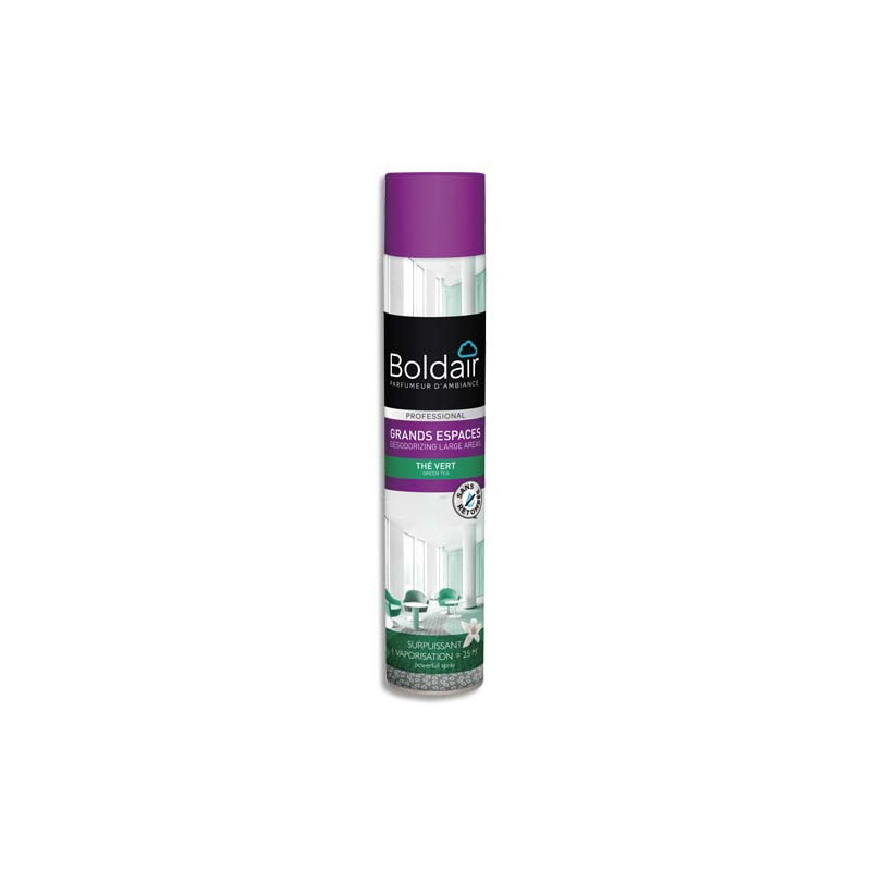 BOLDAIR Aérosol 750 ml désodorisant surpuissant grands espaces 25 m² parfum Thé Vert Professional
