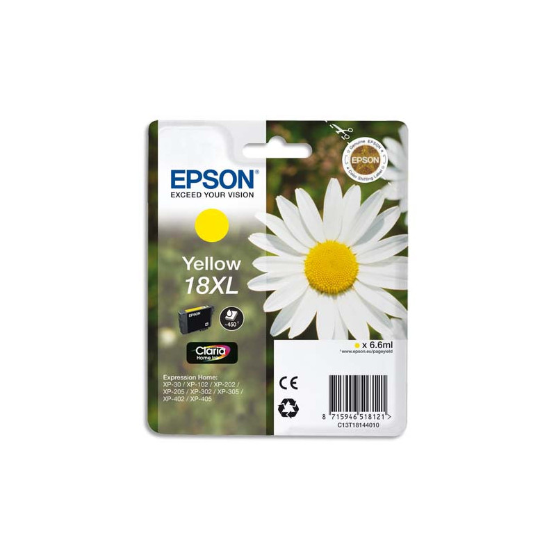 EPSON Cartouche Jet d'Encre Claria Home Jaune XL ''Pâquerette'' 18 - C13T18144012