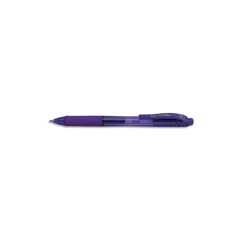 PENTEL Roller encre gel rétractable Energel X, Pointe 0,7 mm, Violet. Corps translucide