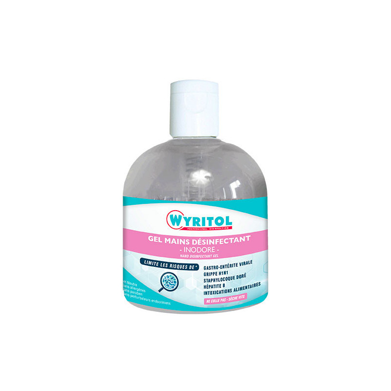 WYRITOL Flacon de 300 ml Gel hydro-alcoolique désinfectant pour les mains sans parfum