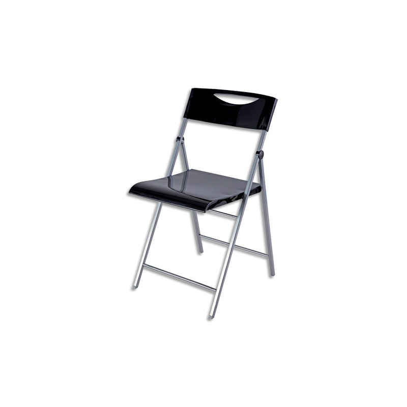 ALBA Chaise d'accueil pliante Smile en acier et revêtement en polypropylène Noir, 4 pieds