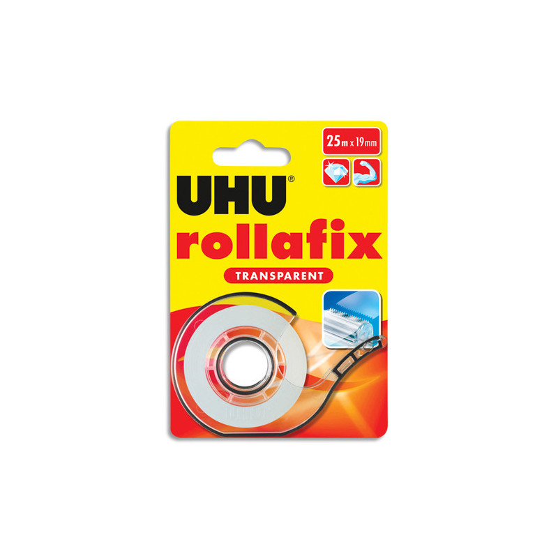 UHU Ruban adhésif sur dévidoir Rollafix transparent 25m x 19mm + recharge