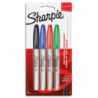 SHARPIE Blister de 4 marqueurs Sharpie Fine assortis standard (Noir, Bleu, Rouge, Vert).Pointe ogive fine