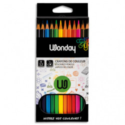 WONDAY Boîte de 12 crayons de couleurs 18 cm - corps triangulaire