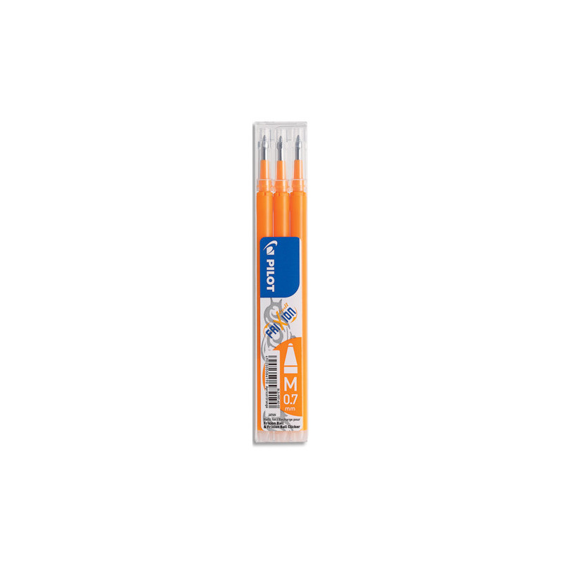 PILOT Set de 3 recharges pour roller FriXion Ball 07. Pointe moyenne 0,7 mm. Encre Orange Abricot