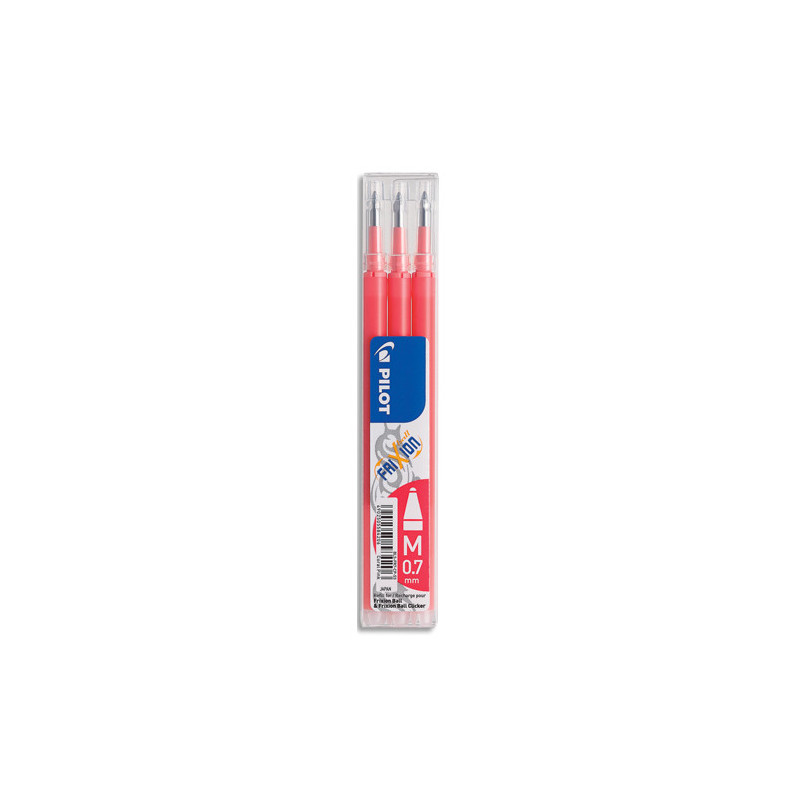 PILOT Set de 3 recharges pour roller FriXion Ball 07. Pointe moyenne 0,7 mm. Encre Rose Corail