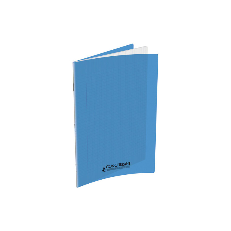 CONQUERANT C9 Cahier piqûre 24x32cm 140 pages 90g grands carreaux Seyès. Couverture polypropylène Bleu