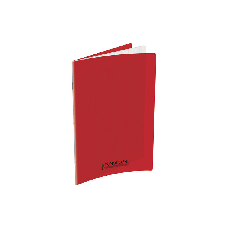 CONQUERANT C9 Cahier piqûre 24x32cm 140 pages 90g grands carreaux Seyès. Couverture polypropylène Rouge