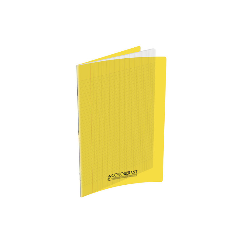 CONQUERANT C9 Cahier piqûre 24x32cm 140 pages 90g grands carreaux Seyès. Couverture polypropylène Jaune