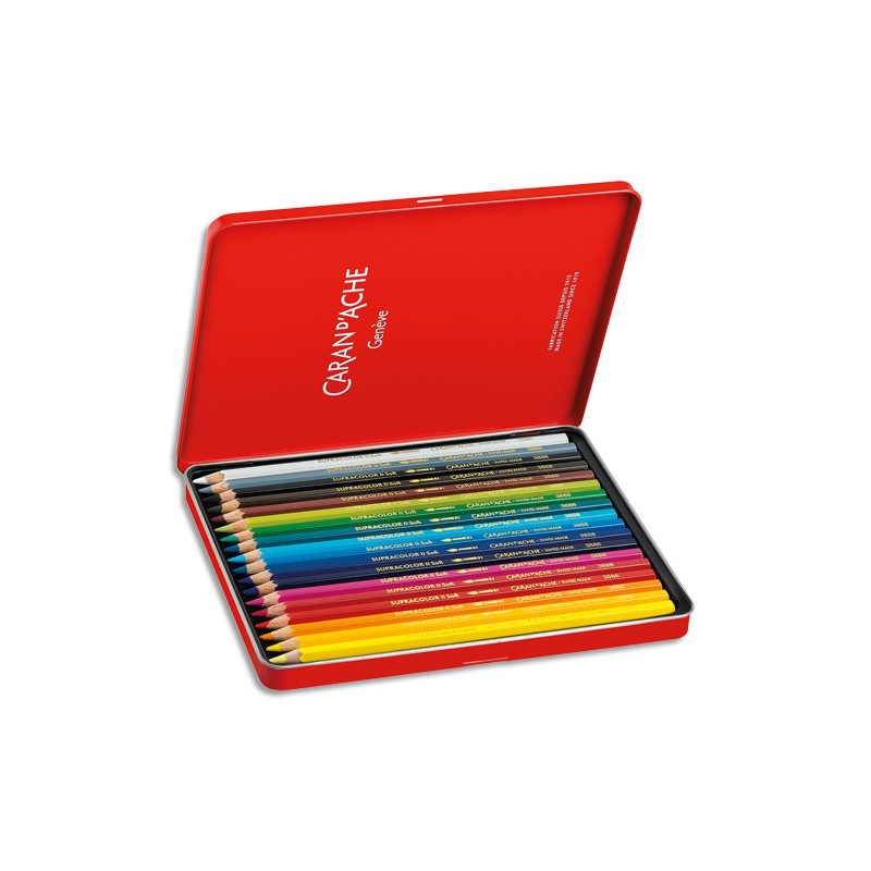 CARAN D'ACHE Boîte métal de 18 crayons de couleurs Aquarellables SUPRACOLOR
