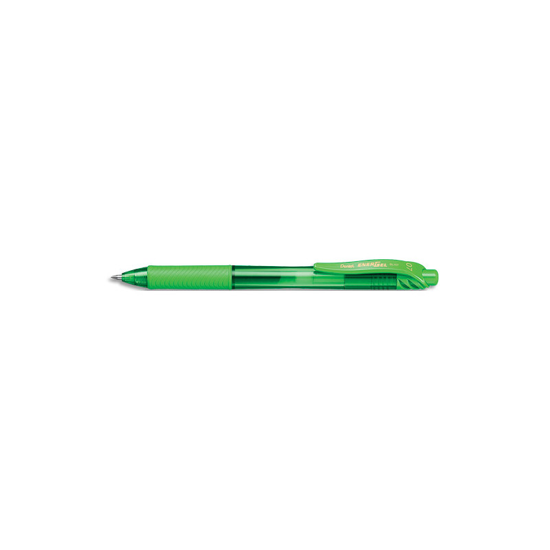 PENTEL Roller encre gel rétractable Energel X, Pointe 0,7 mm, Vert clair. Corps translucide