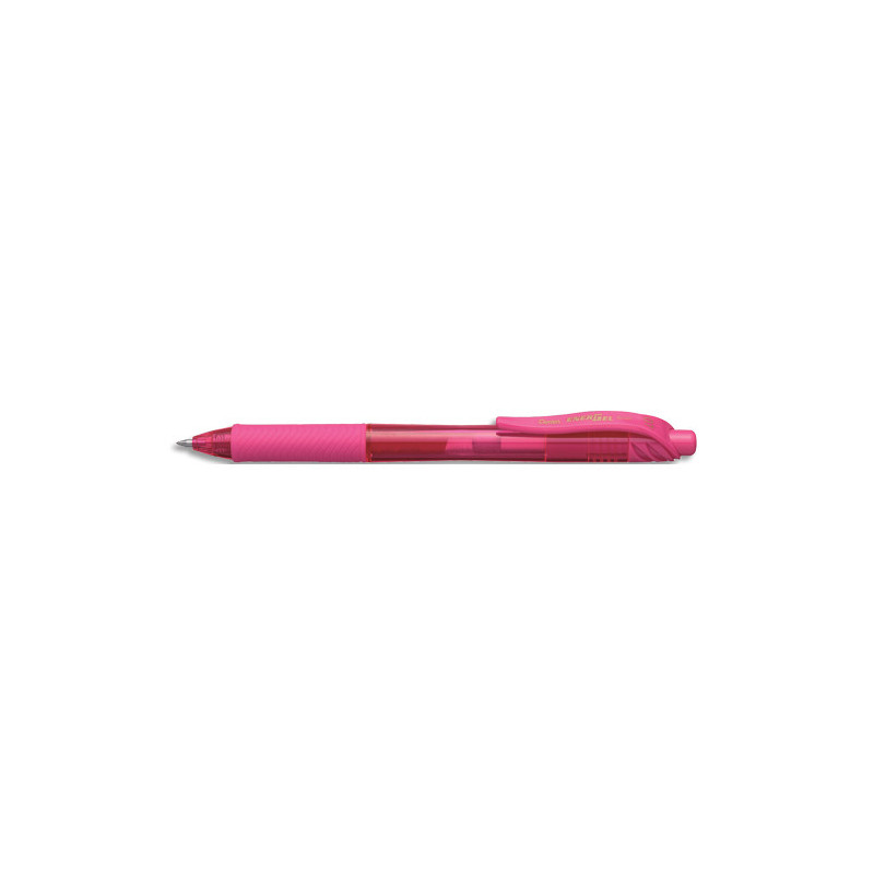 PENTEL Roller encre gel rétractable Energel X, Pointe 0,7 mm, Rose. Corps translucide