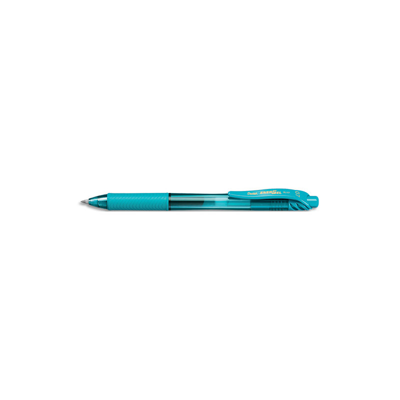 PENTEL Roller encre gel rétractable Energel X, Pointe 0,7 mm, Turquoise. Corps translucide