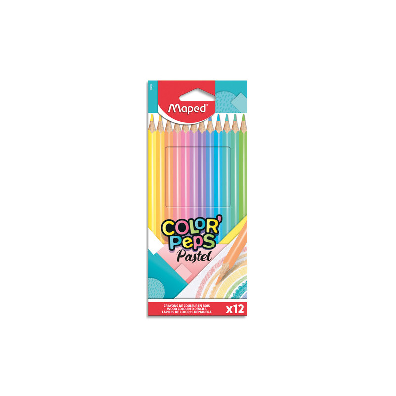 MAPED Pochette de 12 crayons de couleur PASTEL COLOR'PEPS