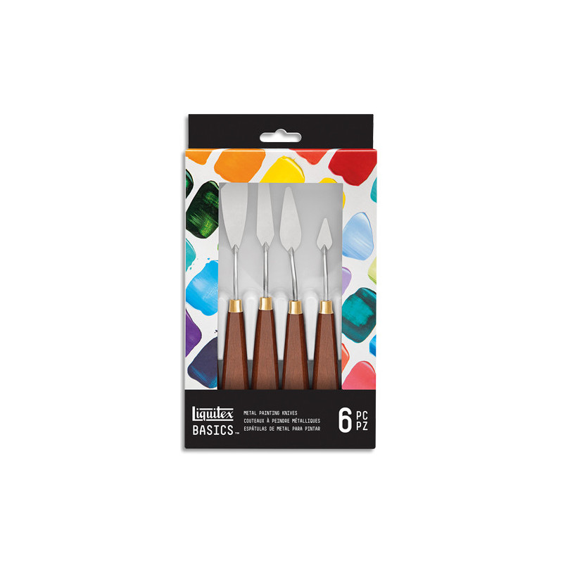 LIQUITEX Set de 6 couteaux à peindre métalliques pour débutant.