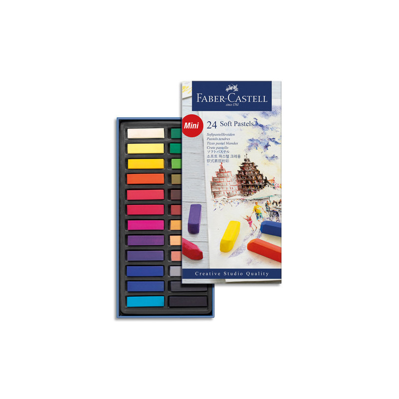 FABER CASTELL Boîte de 24 demi-pastels tendre CREATIVE STUDIO. Couleurs intenses et facilement miscibles
