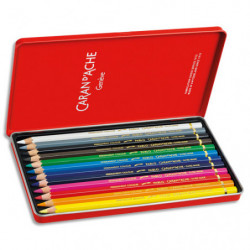 CARAN D'ACHE Boîte de 12 crayons de couleur PABLO résistante à l'eau - tendre, sèche - Bois cèdre FSC