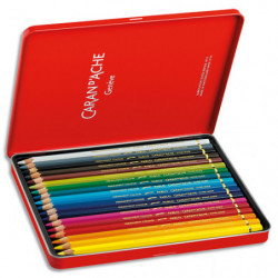 CARAN D'ACHE Boîte de 18 crayons de couleur PABLO résistante à l'eau - tendre, sèche - Bois cèdre FSC