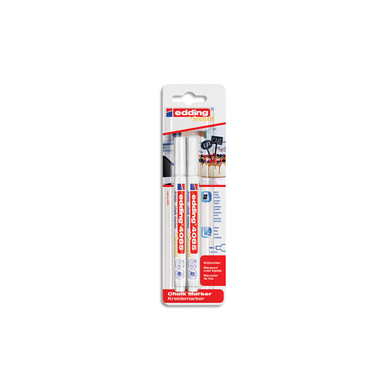 EDDING Blister de 2 marqueurs craie blanc liquide 4085. Pointe fine