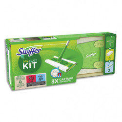 SWIFFER Kit Balai Swiffer + 8 recharges lingettes sèches et 3 lingettes humides