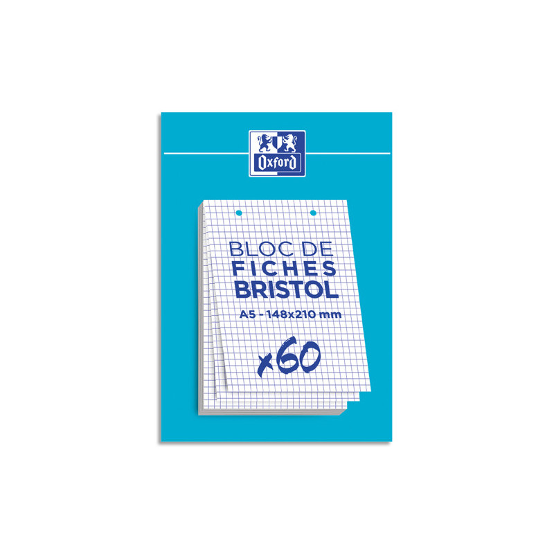 OXFORD Bloc de 60 feuilles BRISTOL OXFORD perforées 14,8 x 21 cm 210g 5x5 Blanc