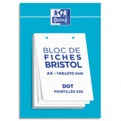 OXFORD Bloc de 30 feuilles BRISTOL OXFORD perforées 14,8 x 21 cm pointillé (dot) Blanc