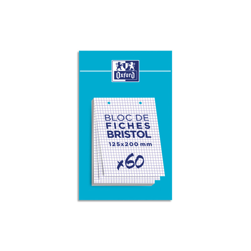 OXFORD Bloc de 60 feuilles BRISTOL OXFORD perforées 12,5 x 20 cm 210g 5x5 Blanc