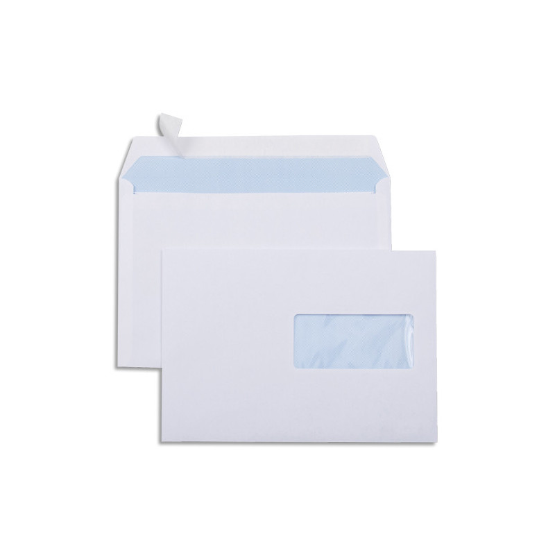 GPV Boîte de 500 enveloppes vélin Blanc 80g C5 162x229mm auto-adhésives avec fenêtre 45x100mm