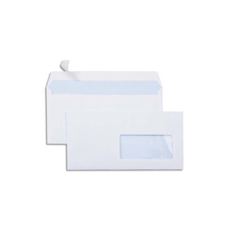 GPV Boîte de 500 enveloppes vélin Blanc 80g DL 110x220mm auto-adhésives avec fenêtre 45x100mm