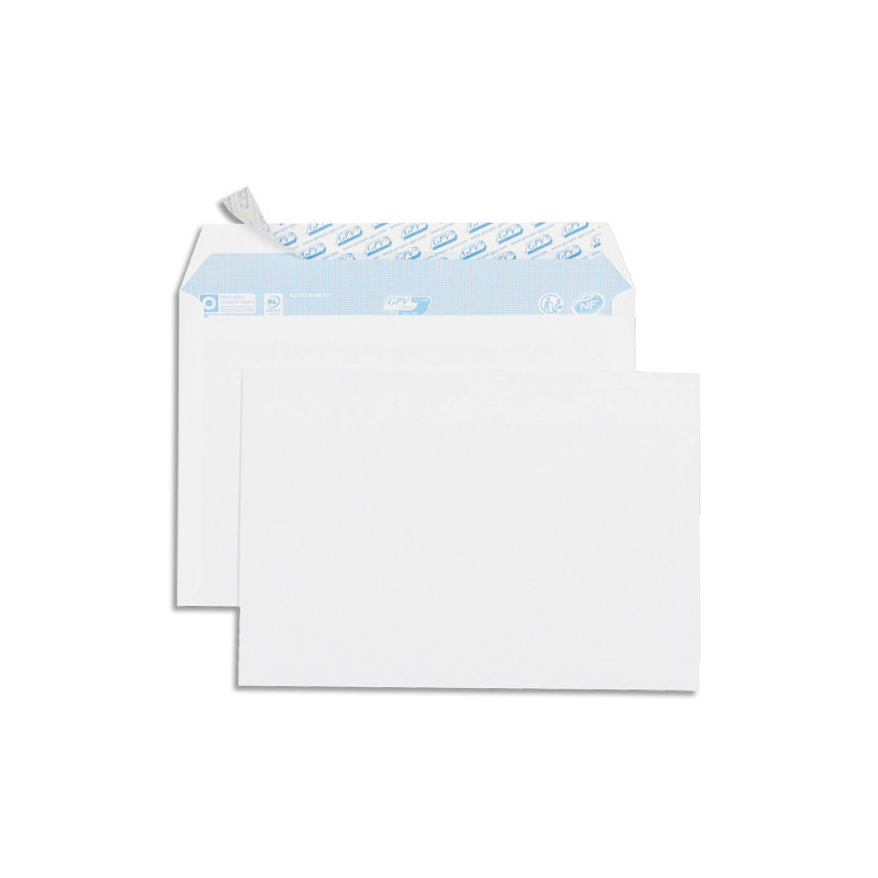 GPV Boîte de 500 enveloppes vélin Blanc 80g C5 162x229mm auto-adhésives