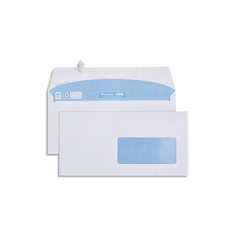 GPV Boîte de 500 enveloppes imprimables vélin Blanc 80g DL 110x220mm auto-adhésives avec fenêtre 45x100mm