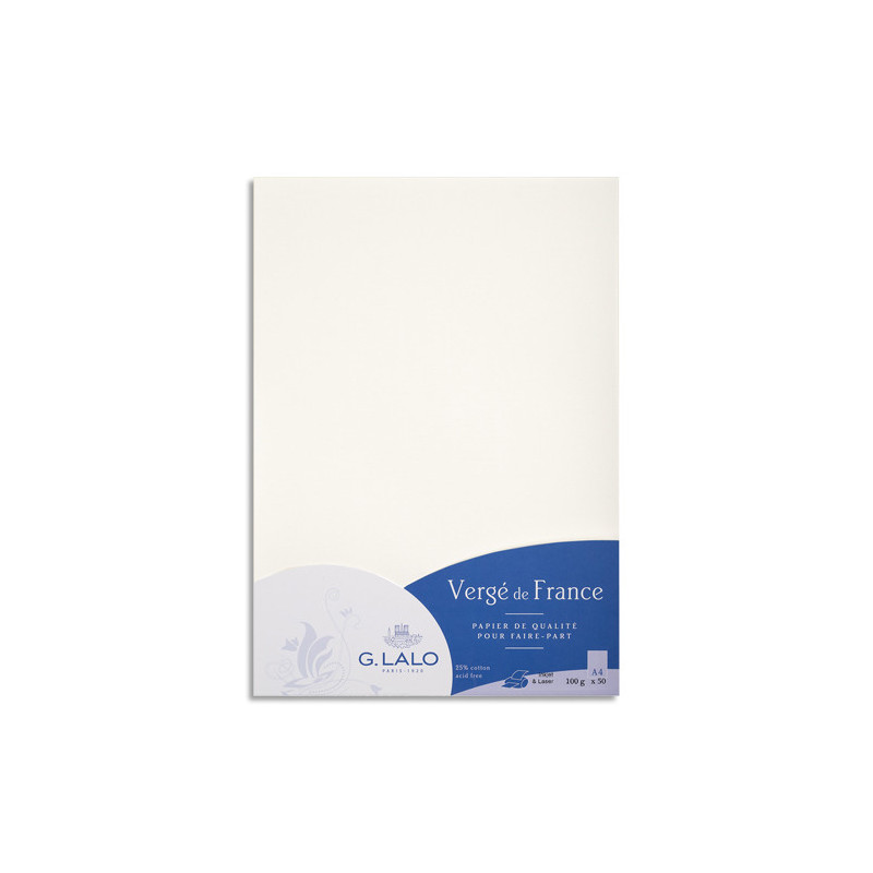 CLAIREFONTAINE Etui de 50 feuilles 100g LALO vergé 21x29,7cm. Coloris Blanc