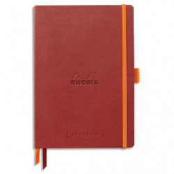 RHODIA Carnet Rhodiarama souple 14,8x21cm 160pages lignées avec élastique. Couverture simili-cuir Nacarat