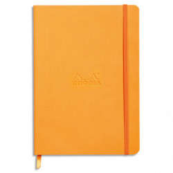 RHODIA Carnet Rhodiarama souple 14,8x21cm 160 pages lignées avec élastique. Couverture simili-cuir Orange