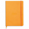 RHODIA Carnet Rhodiarama souple 14,8x21cm 160 pages lignées avec élastique. Couverture simili-cuir Orange