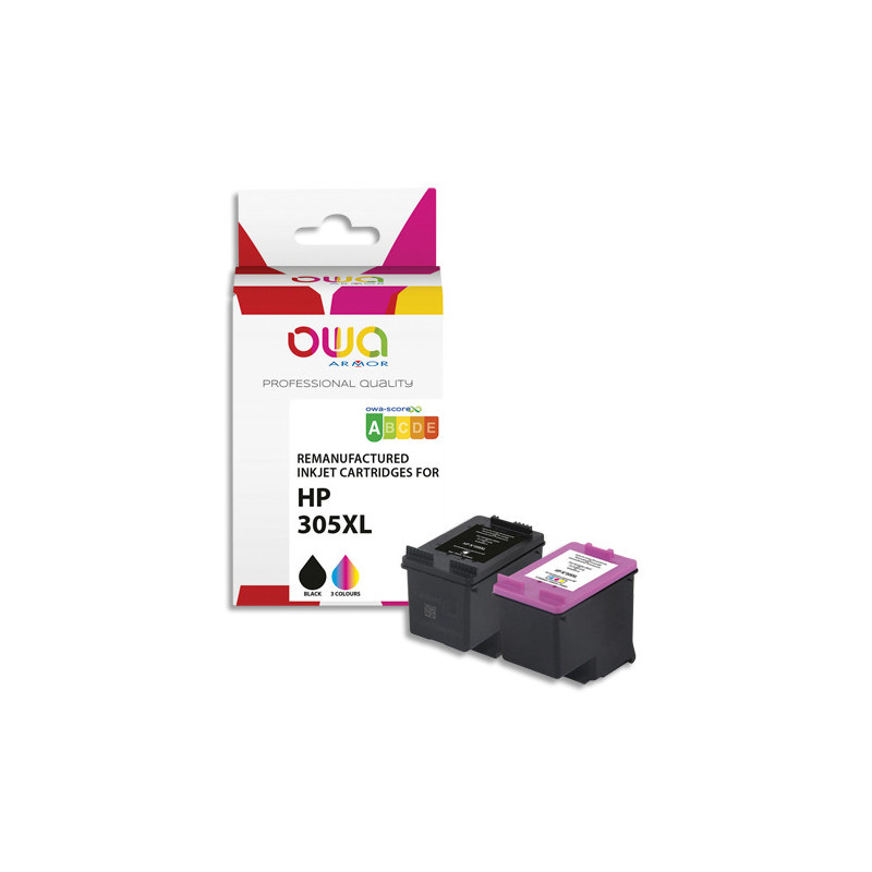 OWA Pack de 2 cartouches compatibles jet d'encre HP 305XL BKCL K10603OW