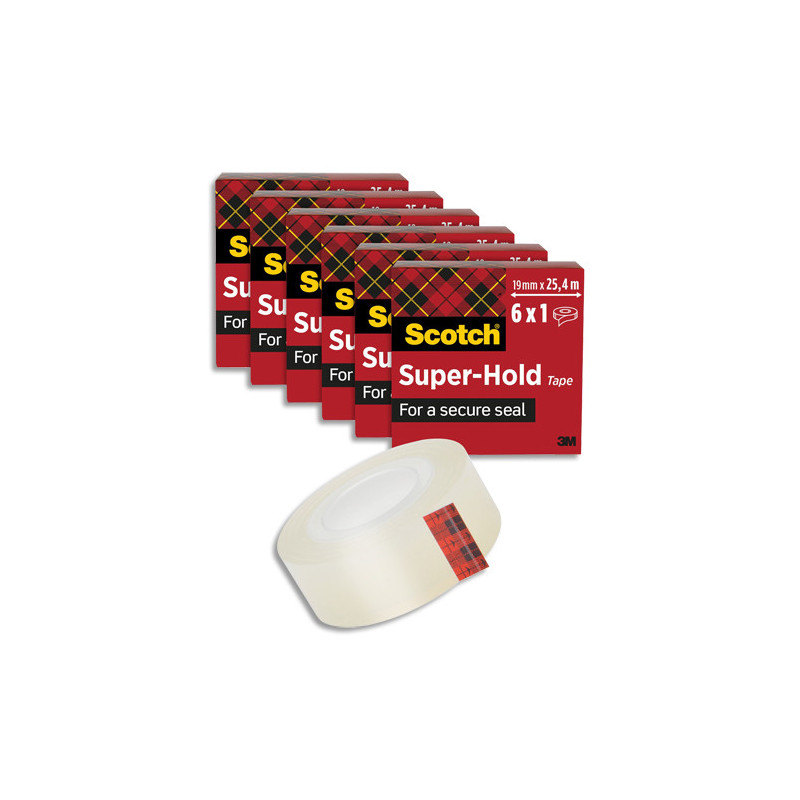 SCOTCH Lot de 6 rubans à cacheter Super-Hold Scotch® 19 mm x 25,4 m