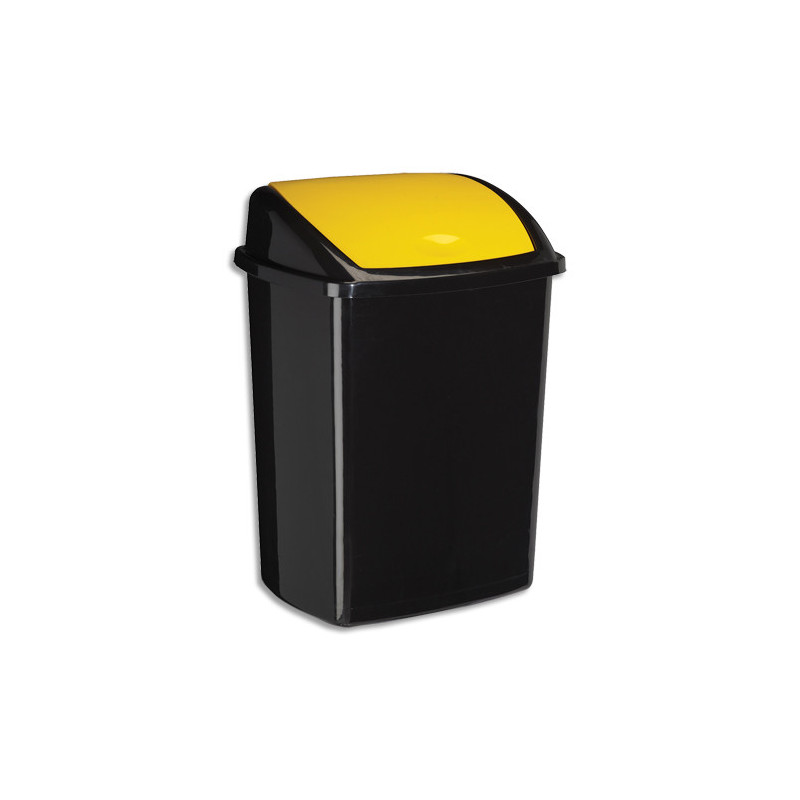 CEP Poubelle à couvercle basculant jaune 50 litres, en polypropylène recyclable L40,5 x H68,5 x P31 cm