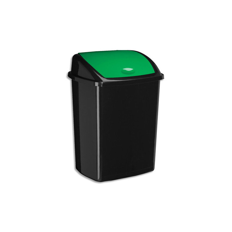 CEP Poubelle à couvercle basculant vert 50 litres, en polypropylène recyclable L40,5 x H68,5 x P31 cm