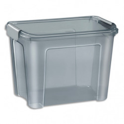 CEP Boîte de rangement 18 litres gris fumé matière PP recyclé (hors clips). Dim : 38,9 x 27,7 x H 19,5cm.
